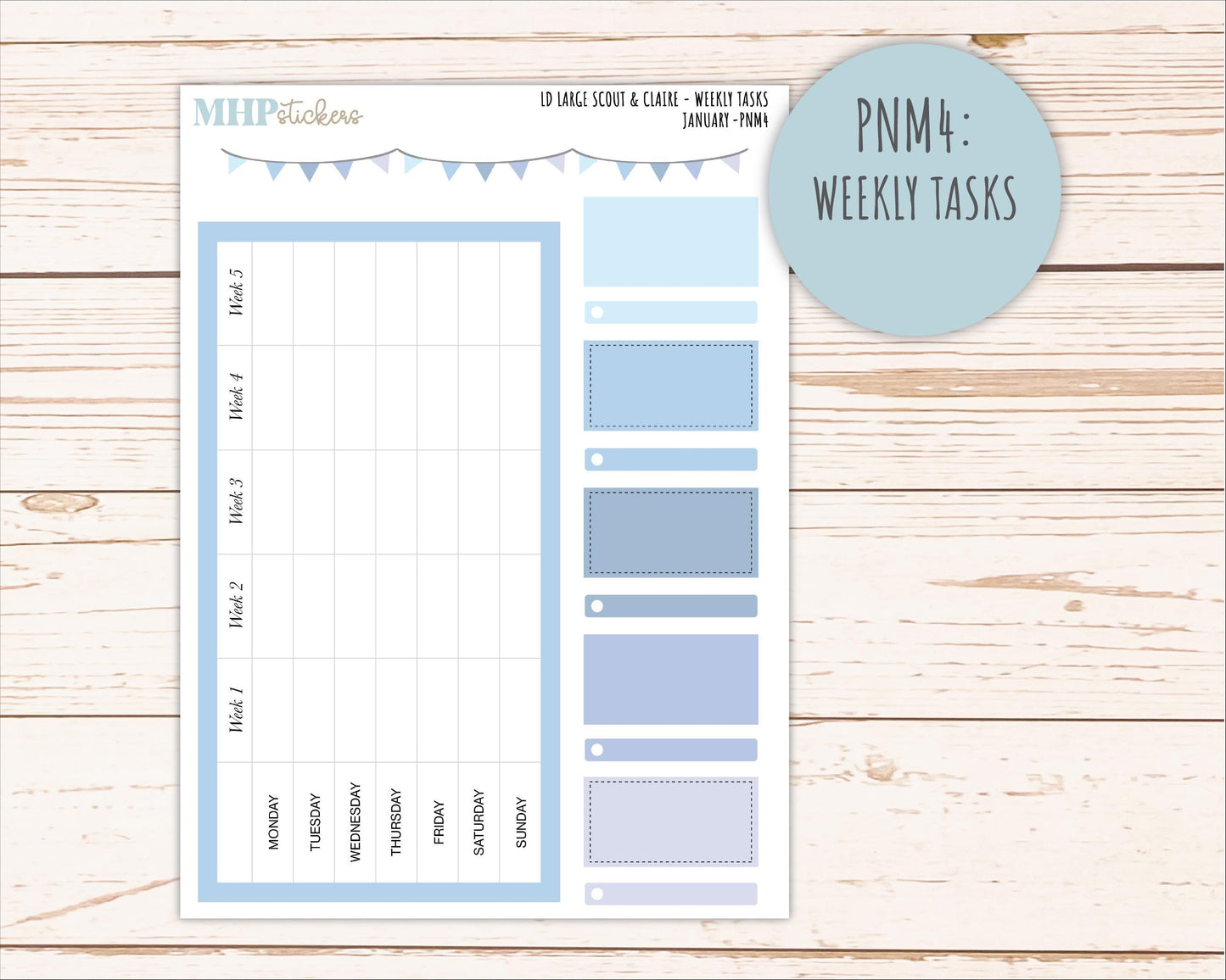 JANUARY Neutral Color Stickers for the Large Scout & Claire Laurel Denise Planners || PTN26