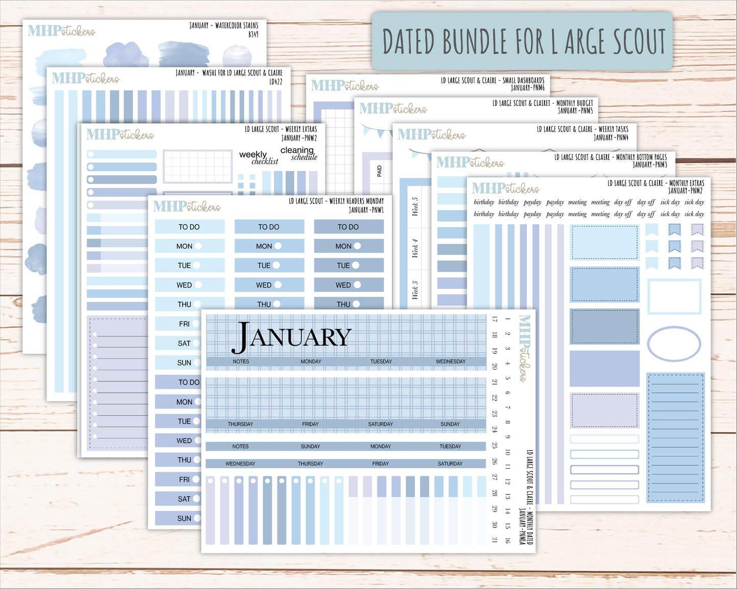 JANUARY Neutral Color Stickers for the Large Scout & Claire Laurel Denise Planners || PTN26