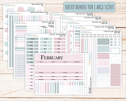 FEBRUARY Neutral Color Stickers for the Large Scout & Claire Laurel Denise Planners || PTN26