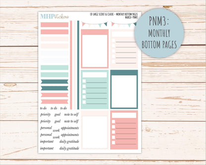 MARCH Neutral Color Stickers for the Large Scout & Claire Laurel Denise Planners || PTN26