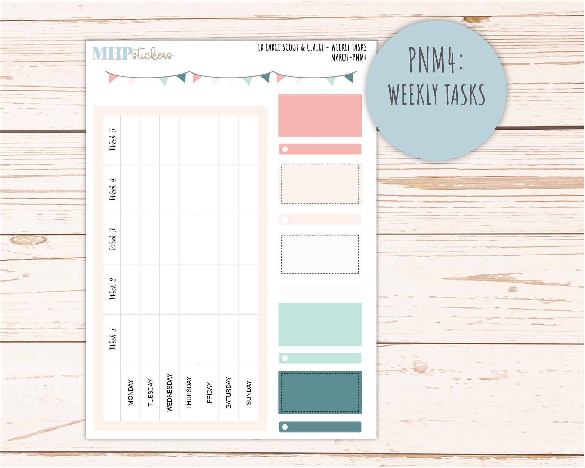 MARCH Neutral Color Stickers for the Large Scout & Claire Laurel Denise Planners || PTN26