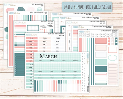 MARCH Neutral Color Stickers for the Large Scout & Claire Laurel Denise Planners || PTN26
