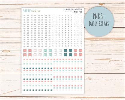MARCH Neutral Color Stickers for the Large Scout & Claire Laurel Denise Planners || PTN26