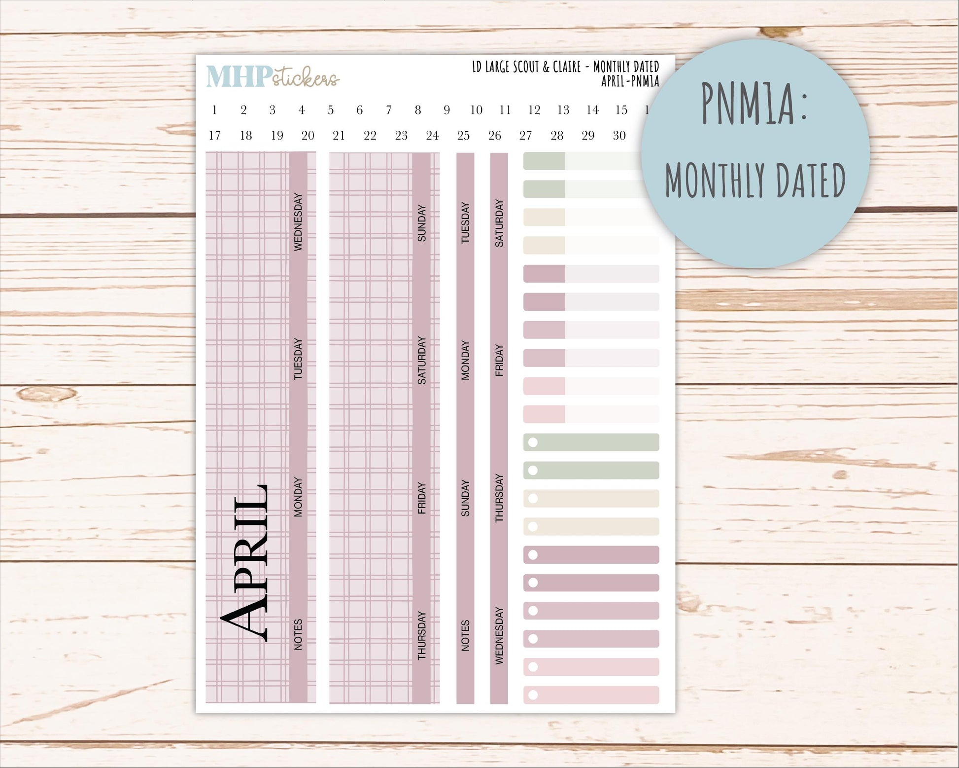 APRIL Neutral Color Stickers for the Large Scout & Claire Laurel Denise Planners || PTN26
