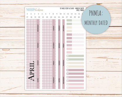 APRIL Neutral Color Stickers for the Large Scout & Claire Laurel Denise Planners || PTN26