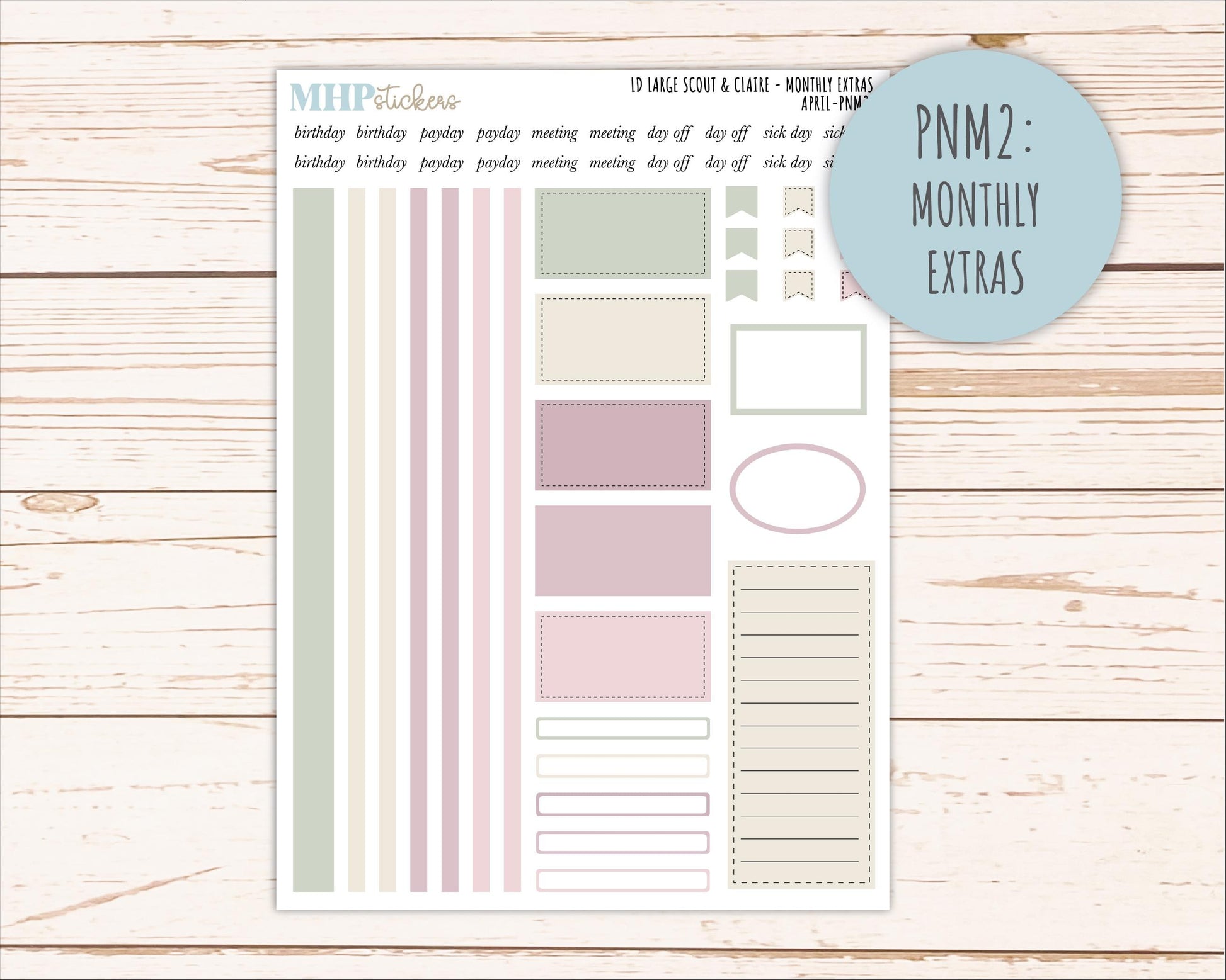 APRIL Neutral Color Stickers for the Large Scout & Claire Laurel Denise Planners || PTN26
