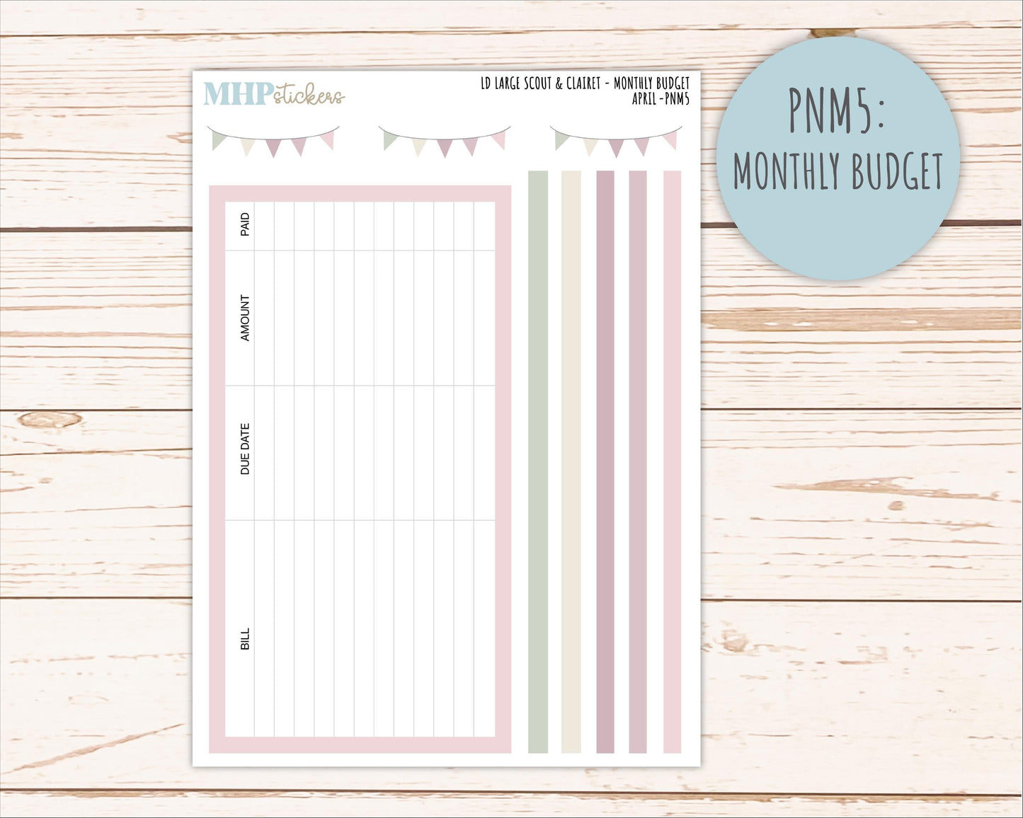 APRIL Neutral Color Stickers for the Large Scout & Claire Laurel Denise Planners || PTN26