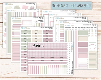 APRIL Neutral Color Stickers for the Large Scout & Claire Laurel Denise Planners || PTN26