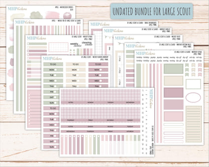 APRIL Neutral Color Stickers for the Large Scout & Claire Laurel Denise Planners || PTN26