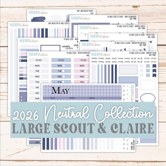 MAY Neutral Color Stickers for the Large Scout & Claire Laurel Denise Planners || PTN26