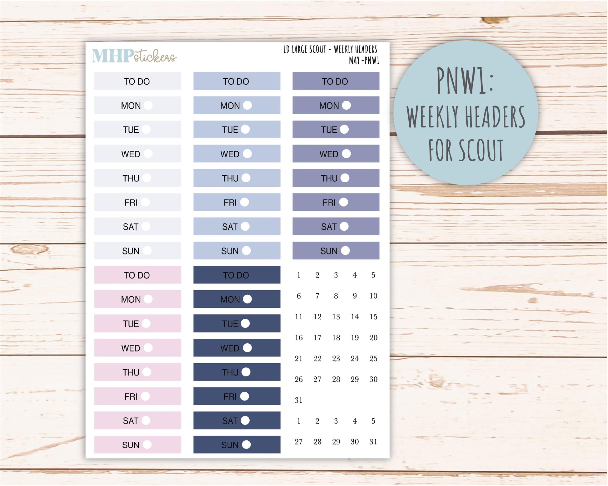MAY Neutral Color Stickers for the Large Scout & Claire Laurel Denise Planners || PTN26