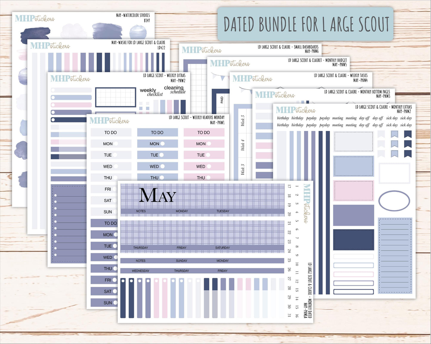MAY Neutral Color Stickers for the Large Scout & Claire Laurel Denise Planners || PTN26