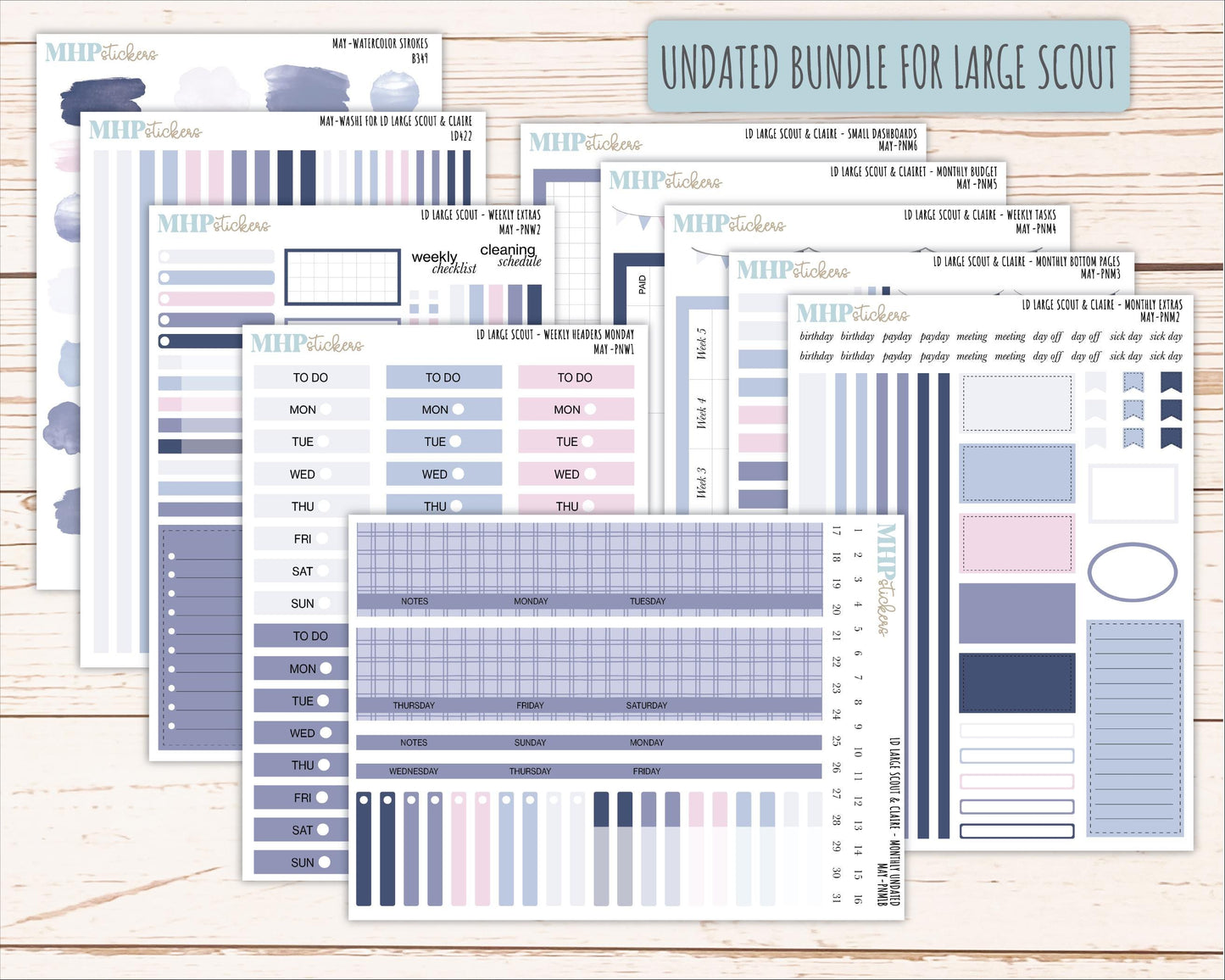 MAY Neutral Color Stickers for the Large Scout & Claire Laurel Denise Planners || PTN26