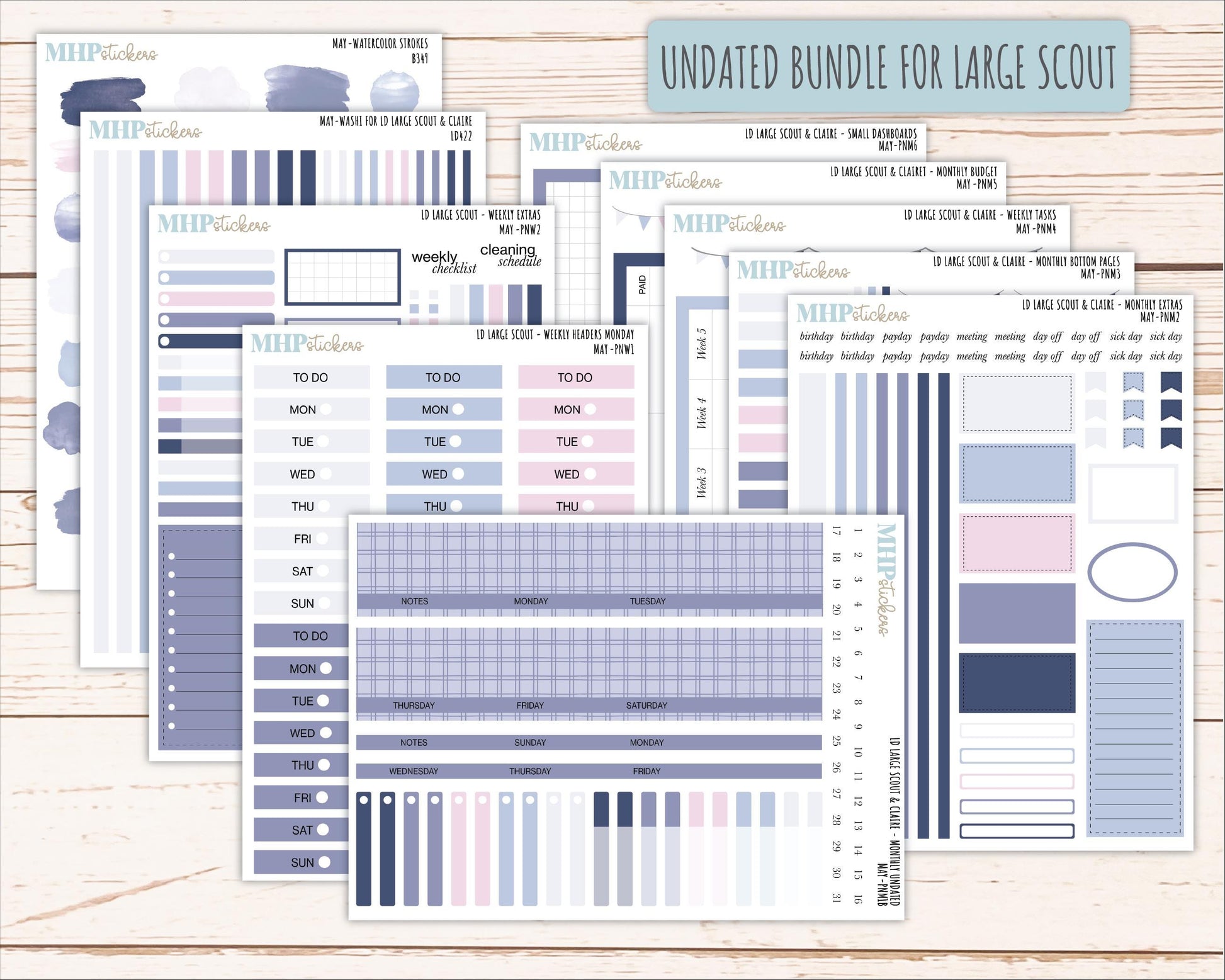 MAY Neutral Color Stickers for the Large Scout & Claire Laurel Denise Planners || PTN26