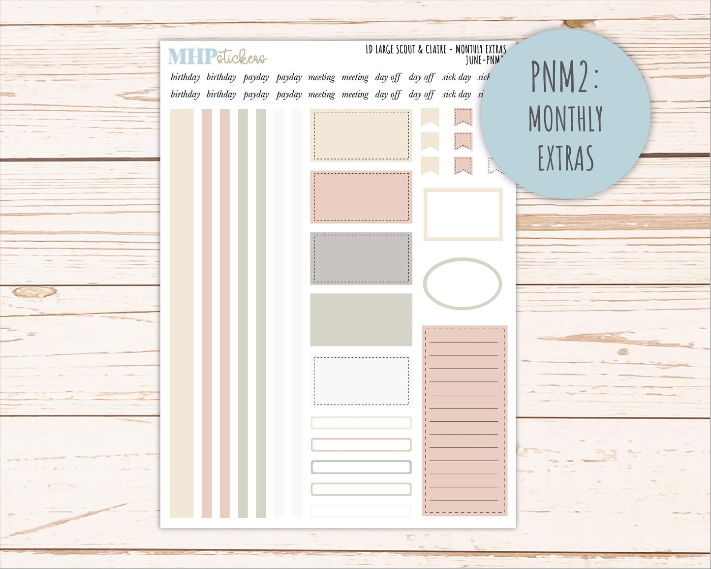 JUNE Neutral Color Stickers for the Large Scout & Claire Laurel Denise Planners || PTN26