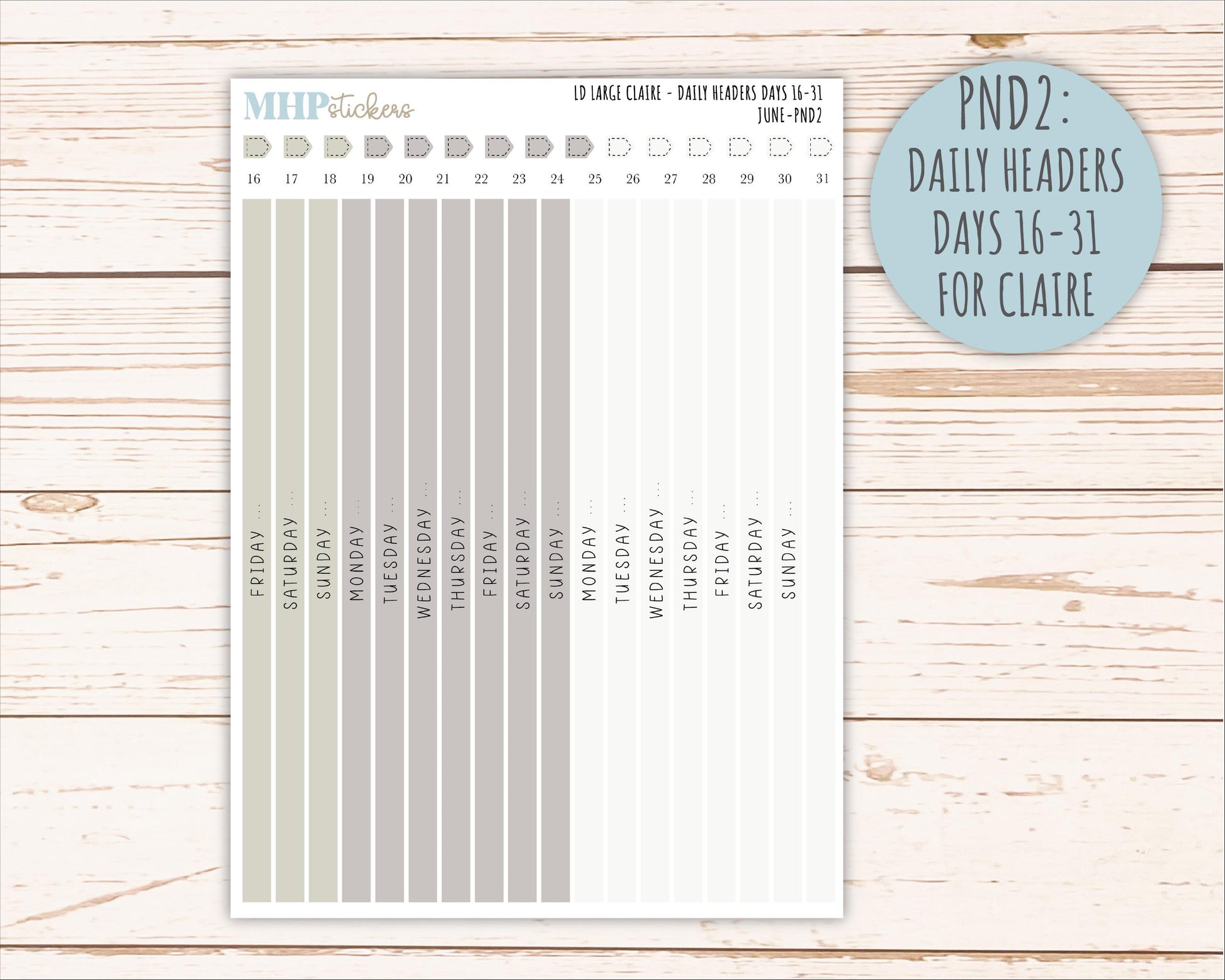 JUNE Neutral Color Stickers for the Large Scout & Claire Laurel Denise Planners || PTN26
