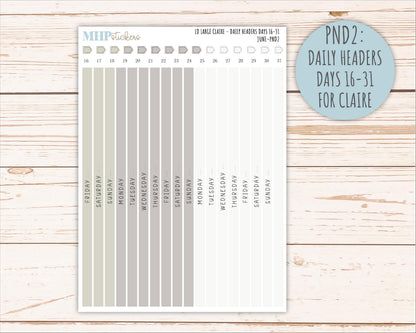 JUNE Neutral Color Stickers for the Large Scout & Claire Laurel Denise Planners || PTN26