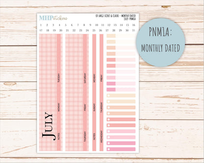 JULY Neutral Color Stickers for the Large Scout & Claire Laurel Denise Planners || PTN26