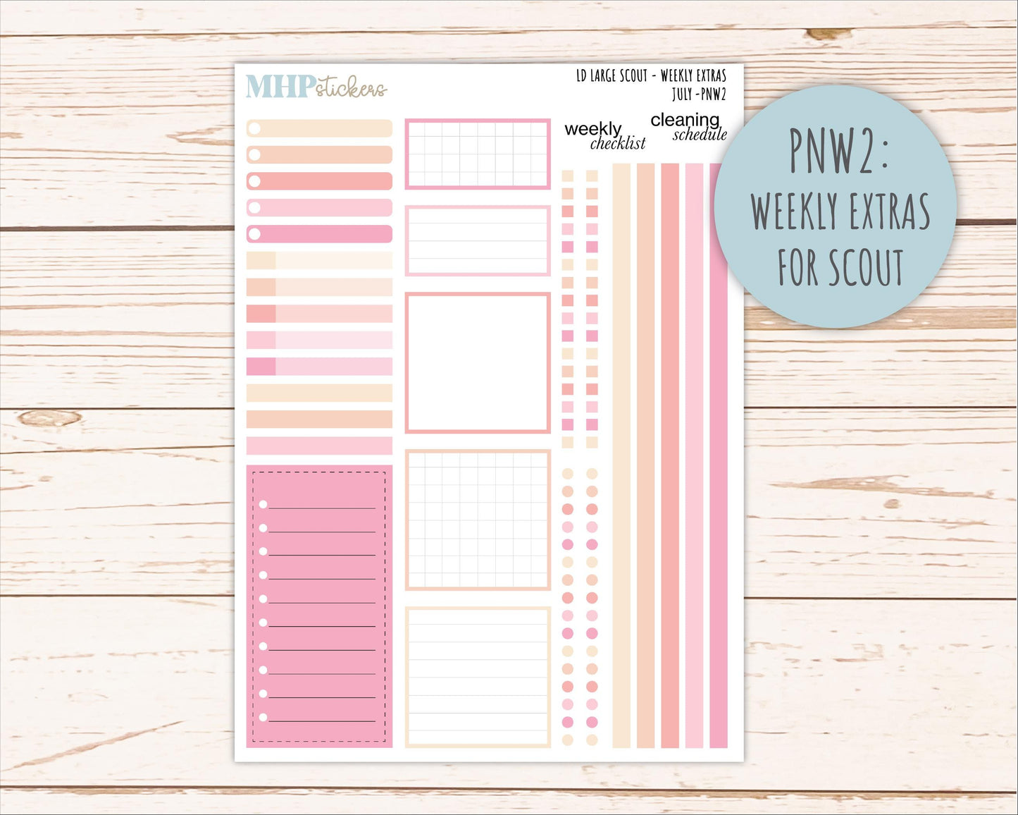 JULY Neutral Color Stickers for the Large Scout & Claire Laurel Denise Planners || PTN26