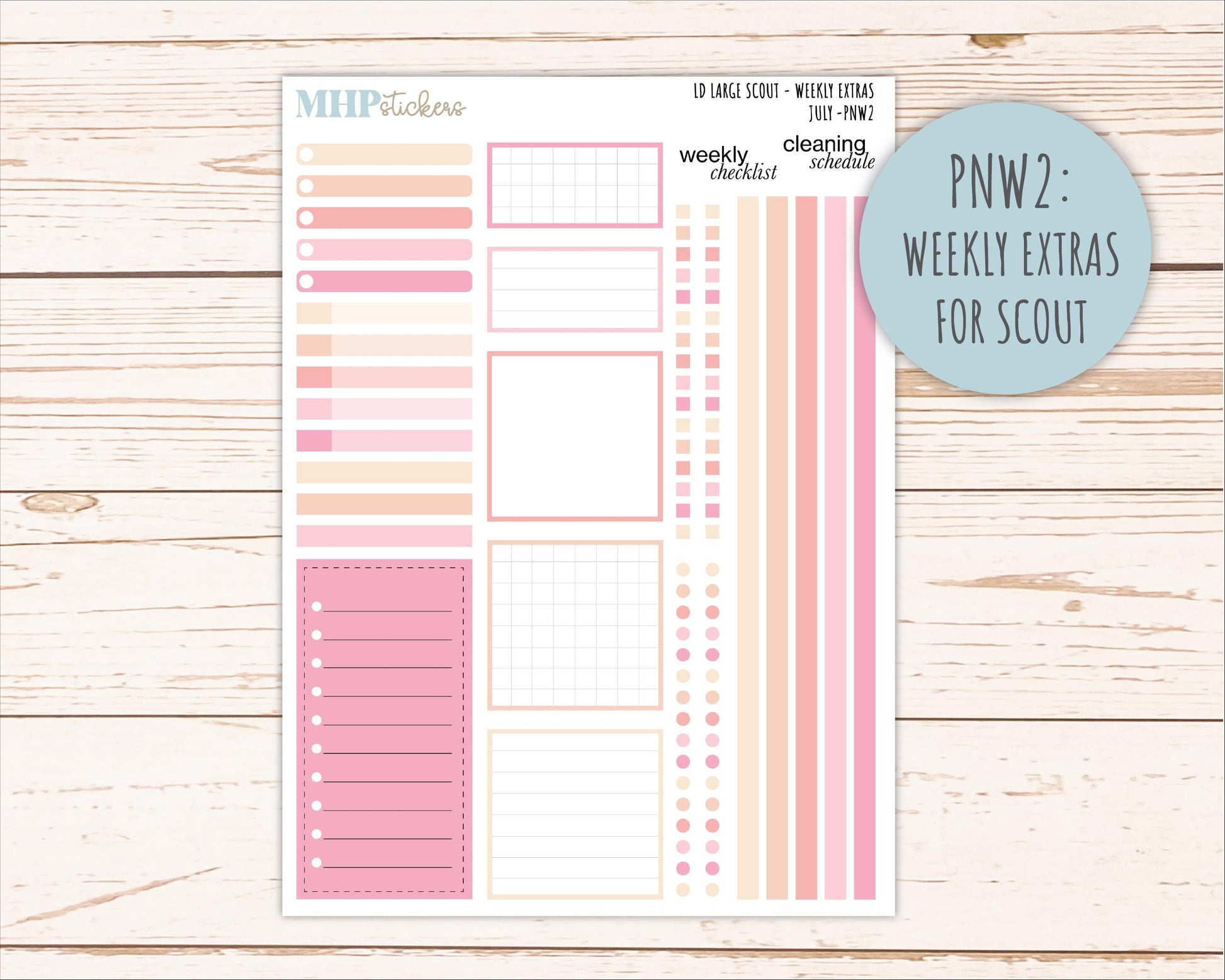 JULY Neutral Color Stickers for the Large Scout & Claire Laurel Denise Planners || PTN26
