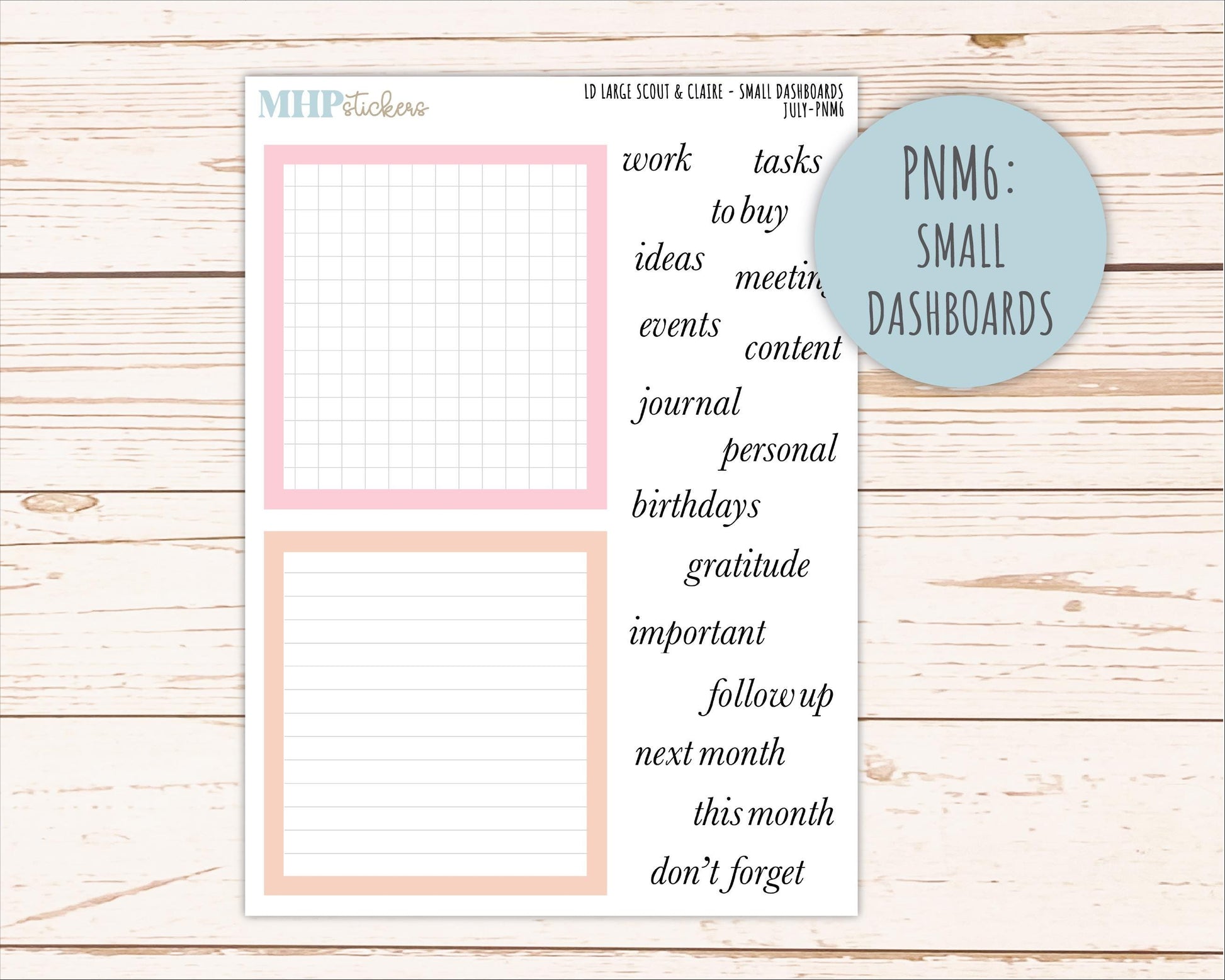 JULY Neutral Color Stickers for the Large Scout & Claire Laurel Denise Planners || PTN26
