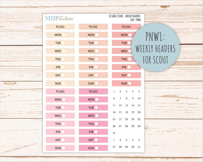 JULY Neutral Color Stickers for the Large Scout & Claire Laurel Denise Planners || PTN26