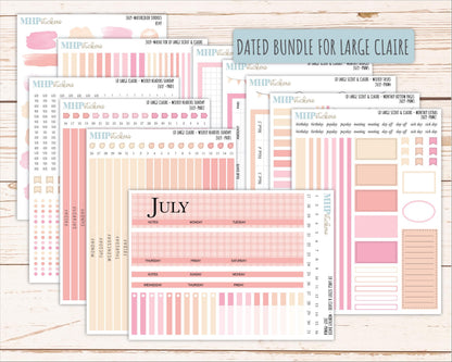 JULY Neutral Color Stickers for the Large Scout & Claire Laurel Denise Planners || PTN26