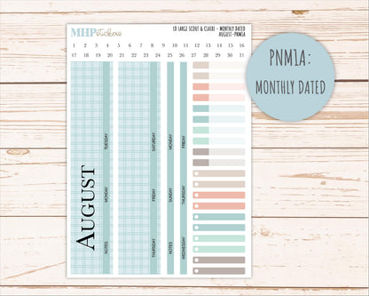 AUGUST Neutral Color Stickers for the Large Scout & Claire Laurel Denise Planners || PTN26