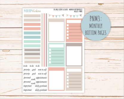 AUGUST Neutral Color Stickers for the Large Scout & Claire Laurel Denise Planners || PTN26