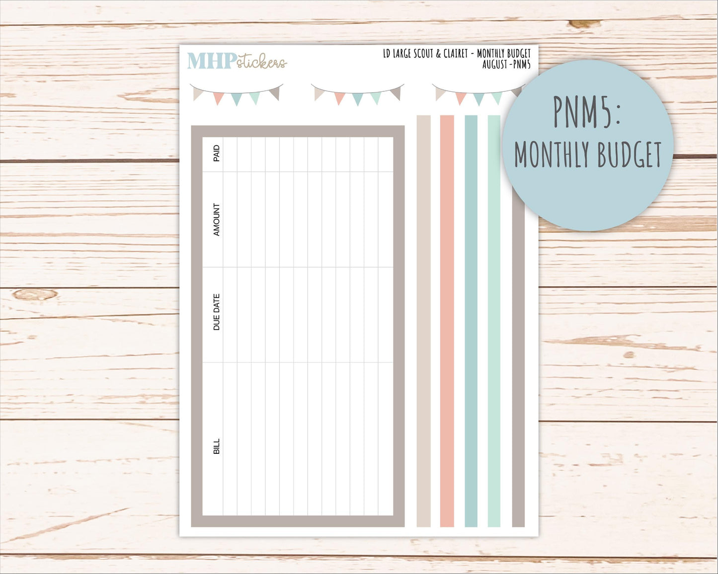 AUGUST Neutral Color Stickers for the Large Scout & Claire Laurel Denise Planners || PTN26