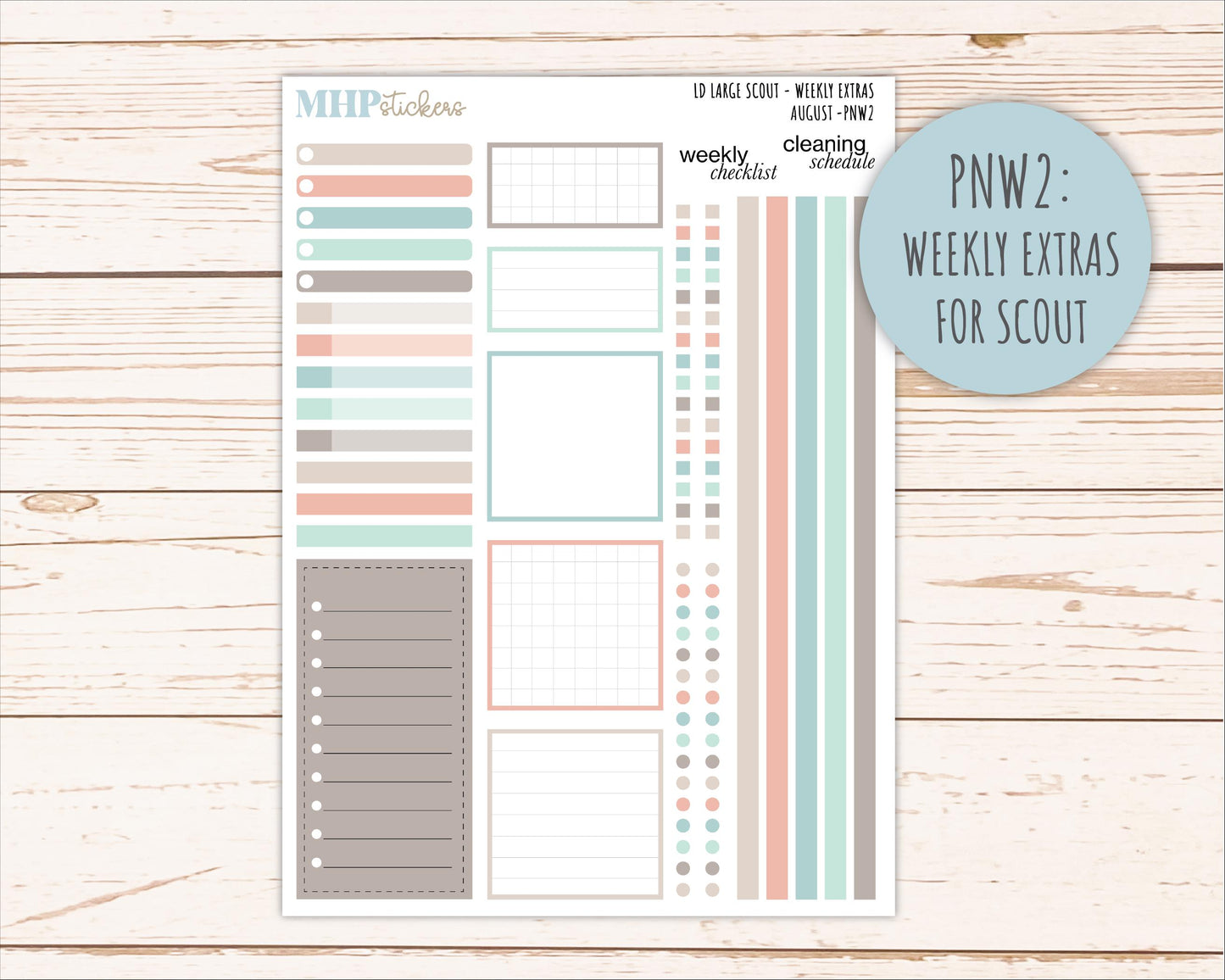 AUGUST Neutral Color Stickers for the Large Scout & Claire Laurel Denise Planners || PTN26