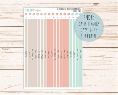 AUGUST Neutral Color Stickers for the Large Scout & Claire Laurel Denise Planners || PTN26