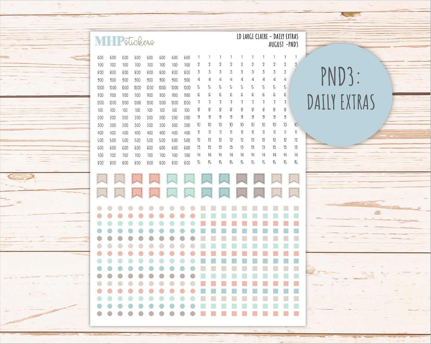 AUGUST Neutral Color Stickers for the Large Scout & Claire Laurel Denise Planners || PTN26