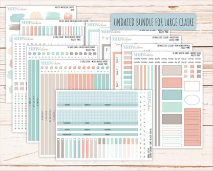 AUGUST Neutral Color Stickers for the Large Scout & Claire Laurel Denise Planners || PTN26