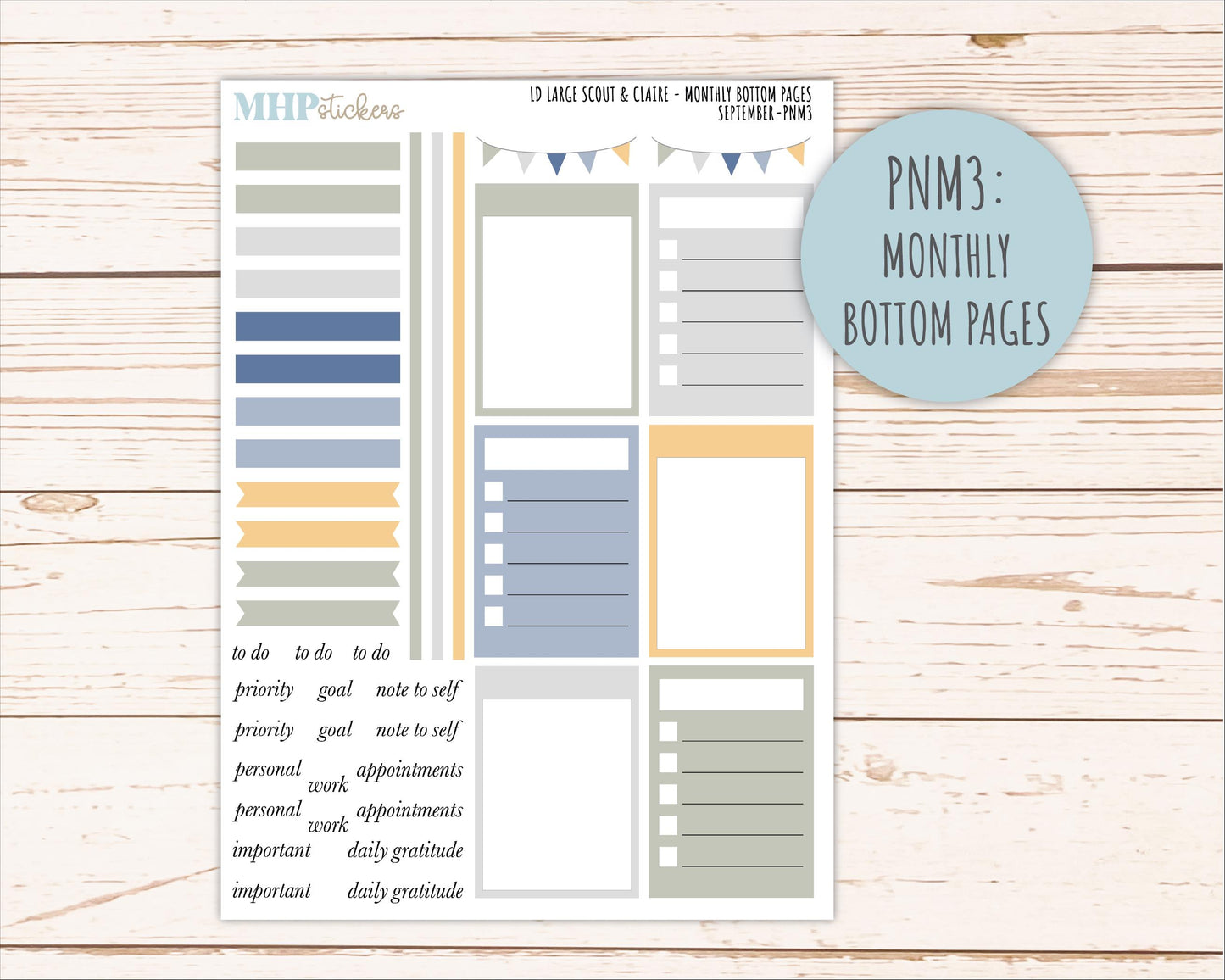 SEPTEMBER Neutral Color Stickers for the Large Scout & Claire Laurel Denise Planners || PTN26