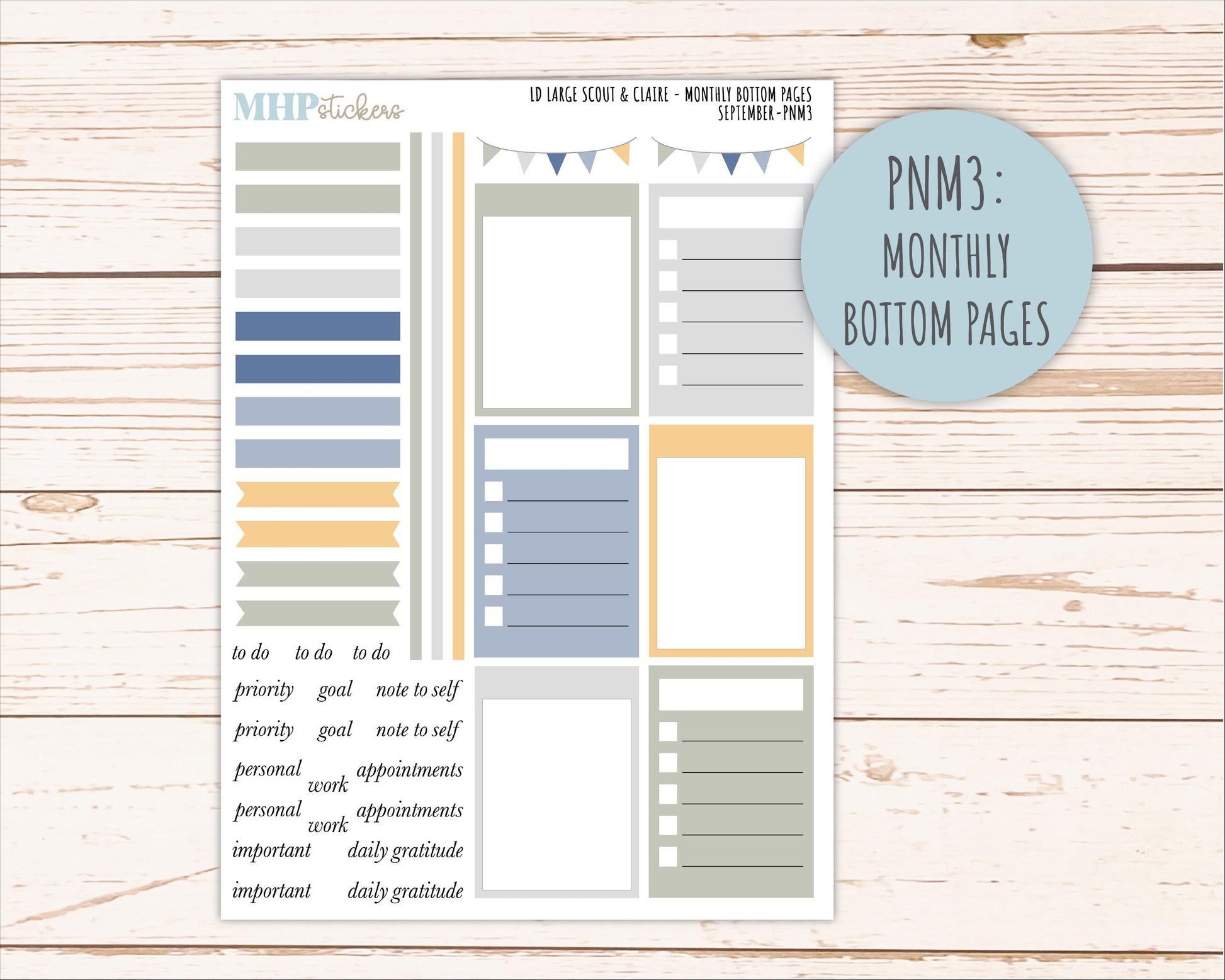 SEPTEMBER Neutral Color Stickers for the Large Scout & Claire Laurel Denise Planners || PTN26