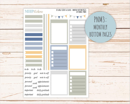 SEPTEMBER Neutral Color Stickers for the Large Scout & Claire Laurel Denise Planners || PTN26