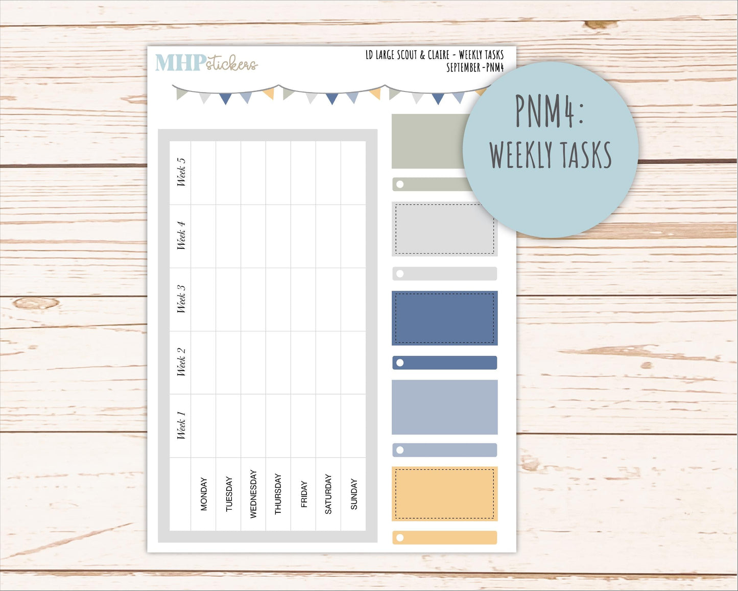 SEPTEMBER Neutral Color Stickers for the Large Scout & Claire Laurel Denise Planners || PTN26