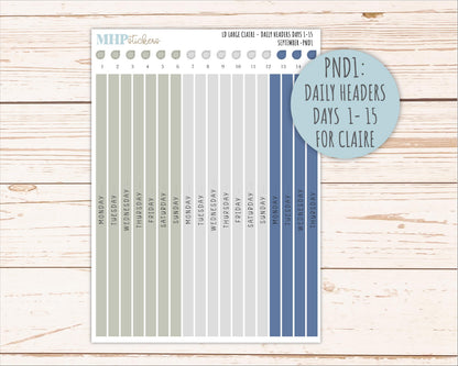 SEPTEMBER Neutral Color Stickers for the Large Scout & Claire Laurel Denise Planners || PTN26