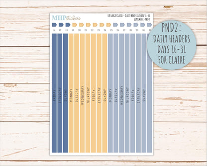 SEPTEMBER Neutral Color Stickers for the Large Scout & Claire Laurel Denise Planners || PTN26