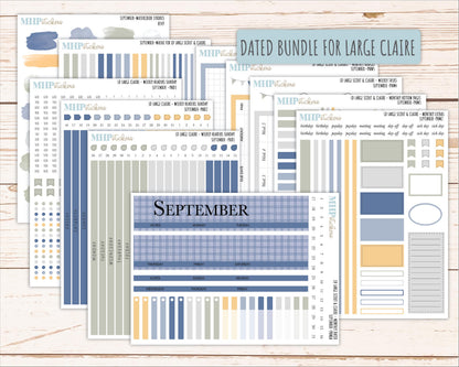SEPTEMBER Neutral Color Stickers for the Large Scout & Claire Laurel Denise Planners || PTN26