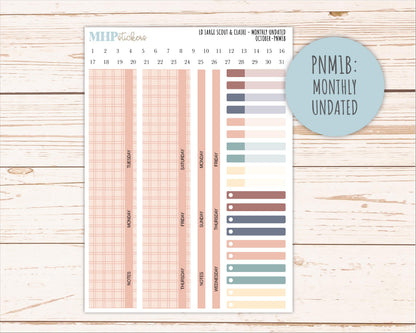 OCTOBER Neutral Color Stickers for the Large Scout & Claire Laurel Denise Planners || PTN26