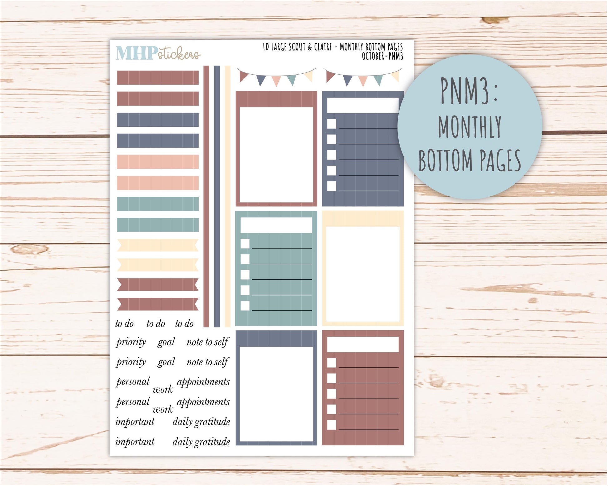 OCTOBER Neutral Color Stickers for the Large Scout & Claire Laurel Denise Planners || PTN26