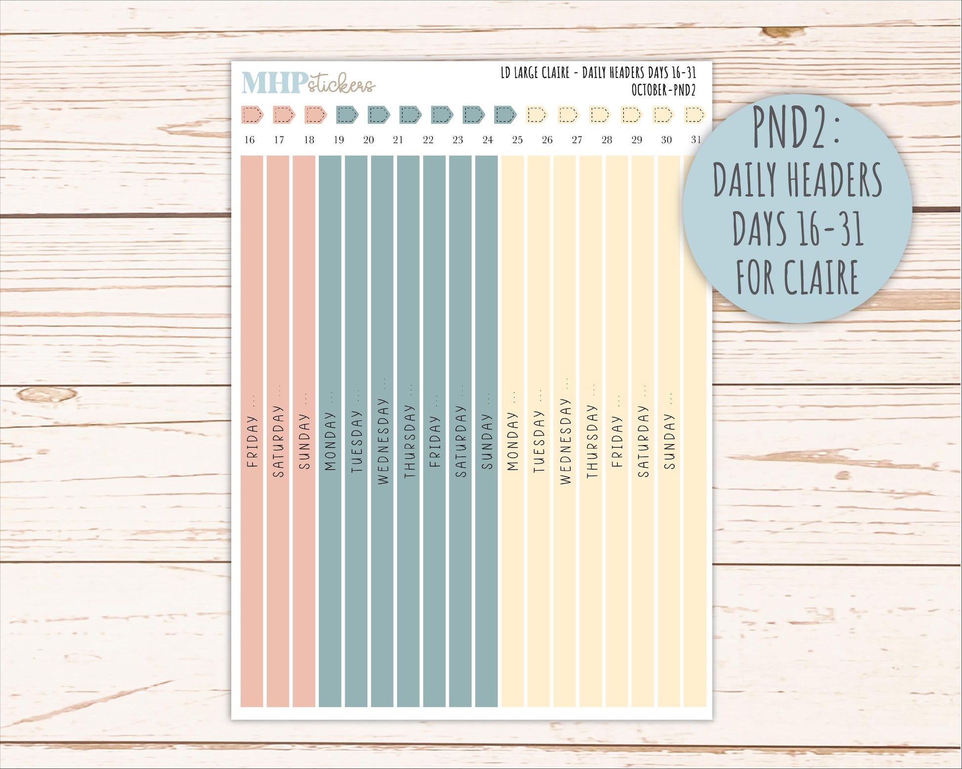 OCTOBER Neutral Color Stickers for the Large Scout & Claire Laurel Denise Planners || PTN26