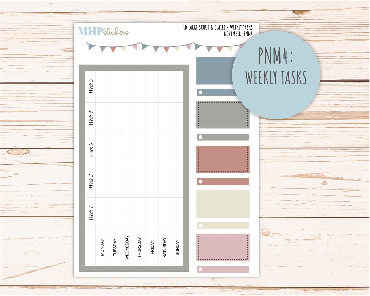 NOVEMBER Neutral Color Stickers for the Large Scout & Claire Laurel Denise Planners || PTN26