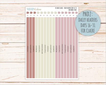 NOVEMBER Neutral Color Stickers for the Large Scout & Claire Laurel Denise Planners || PTN26