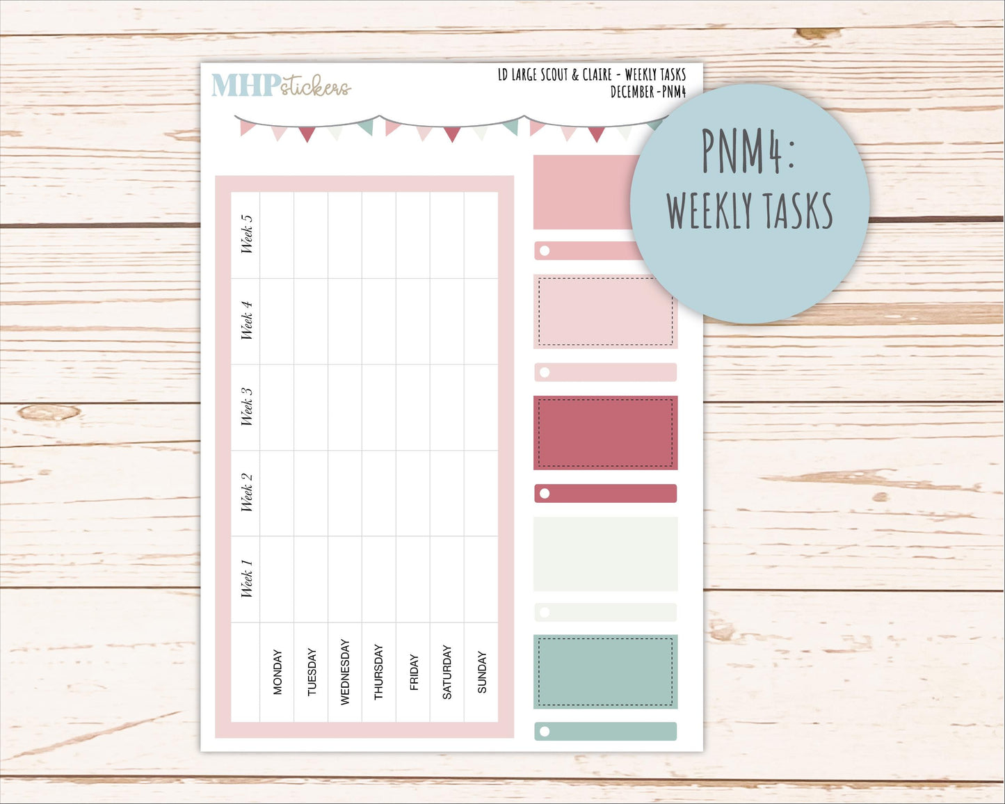 DECEMBER Neutral Color Stickers for the Large Scout & Claire Laurel Denise Planners || PTN26