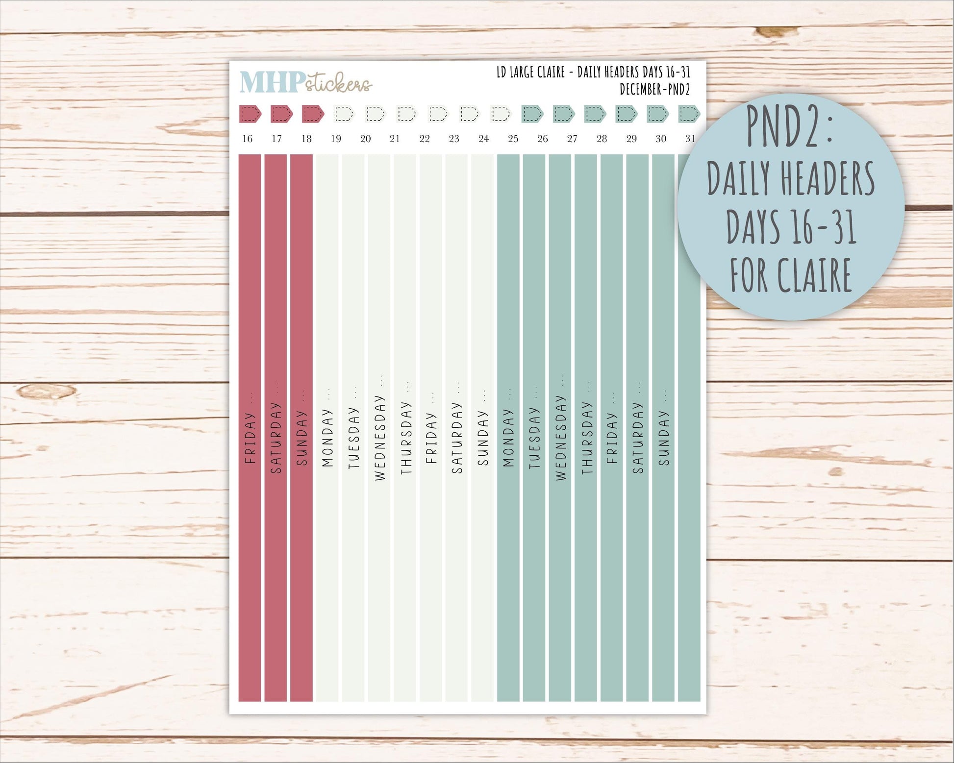 DECEMBER Neutral Color Stickers for the Large Scout & Claire Laurel Denise Planners || PTN26