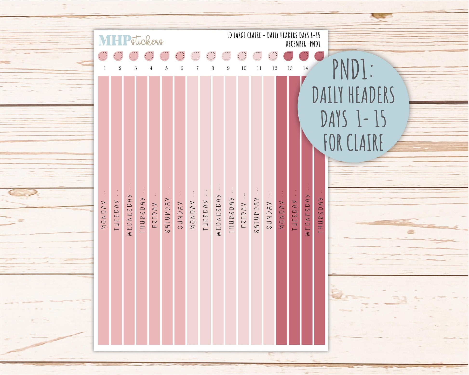DECEMBER Neutral Color Stickers for the Large Scout & Claire Laurel Denise Planners || PTN26