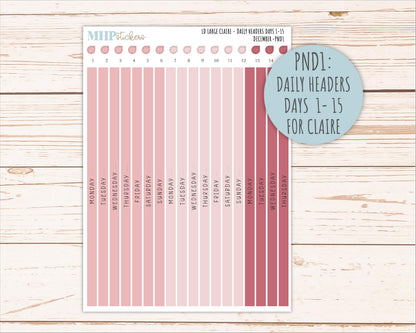 DECEMBER Neutral Color Stickers for the Large Scout & Claire Laurel Denise Planners || PTN26